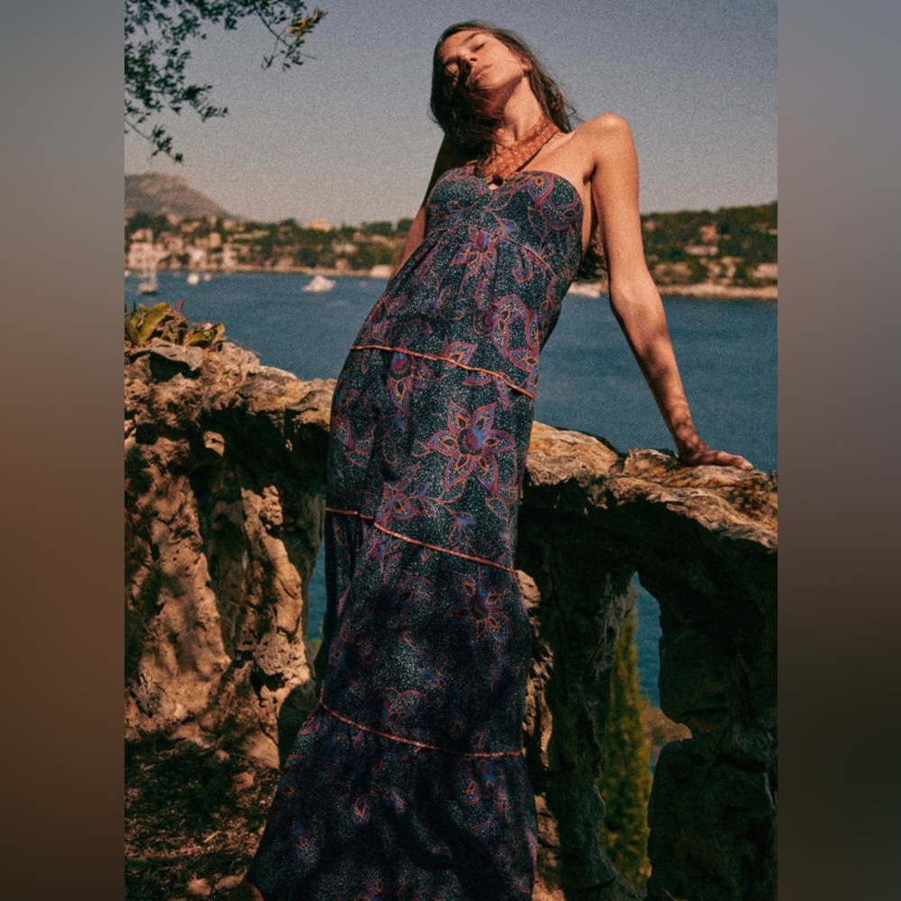 Sezane Analya Dress in Navy Paisley